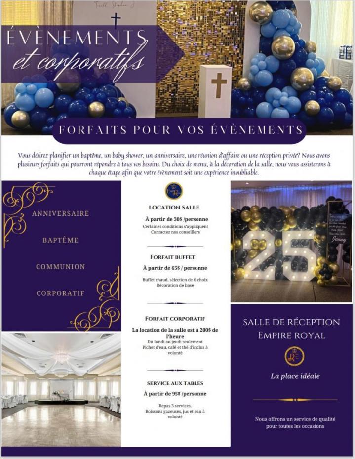 Forfaits évènements Montréal-Nord